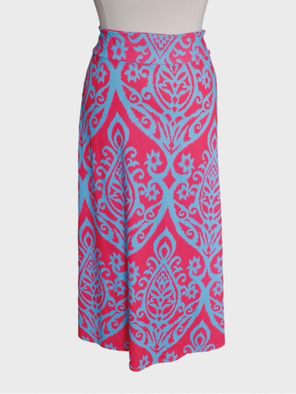 Damask Print Knit Maxi Skirt